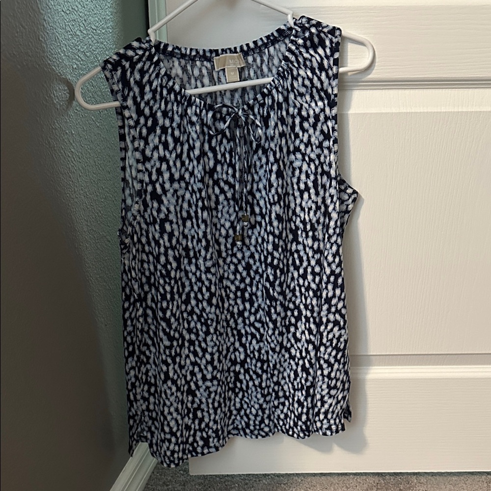 Michael Kors Navy and White Sleeveless Blouse